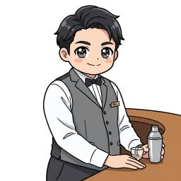 ドリンクをおつくりするボーイスタッフのイメージイラスト